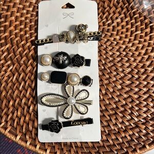 Elegant Black and Gold Hair Clip Set